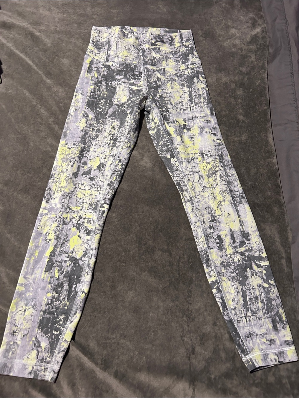 lululemon athletica Gray & Yellow Abstract Print High-Rise Leggings